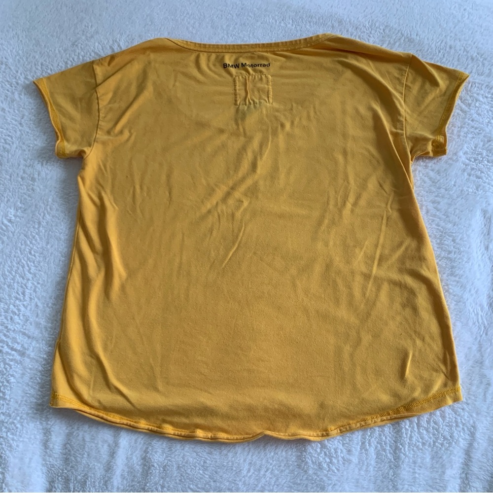 Women’s Large BMW Motorrad Mustard Yellow Motorcycle Sketch Graphic T-Shirt - Picture 5 of 8